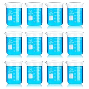 Glass Beakers Set, 50ml 100ml 250ml Lab Glassware Beaker with Double Scale, Low Form 3.3 Boro Science Chemistry Measuring Beakers (3pcs)
