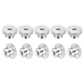 uxcell M8-1.25 Knurled Thumb Nuts, 15Pcs 304 Stainless Steel High Head Female Threaded Round Grip Knob Locking Nuts Fasteners Nuts, Silver