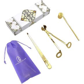 lemonadeus 3 in 1 Candle Accessory Gift Set Candle Snuffer Candle Wick Trimmer Cutter Candle Wick Dipper Stainless Steel Candle Tools Set (Black)