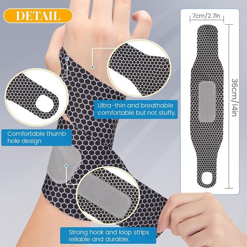2pcs Carpal Tunnel Wrist Brace, Ultra Thin Wrist Brace for Right and Left Hands, Adjustable Tendonitis Wrist Support Brace for Pain Relief (Black) in Saudi Arabia