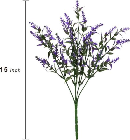 Artificial Lavender 15 Bundles Fake Outdoor Flowers UV Resistant No Fade Faux Plastic Plants Garden Porch Window Box Home Decoration(Autumn Orange) in Saudi Arabia