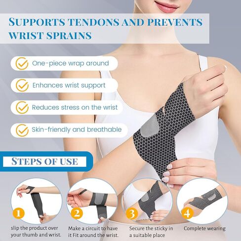 2pcs Carpal Tunnel Wrist Brace, Ultra Thin Wrist Brace for Right and Left Hands, Adjustable Tendonitis Wrist Support Brace for Pain Relief (Black) in Saudi Arabia