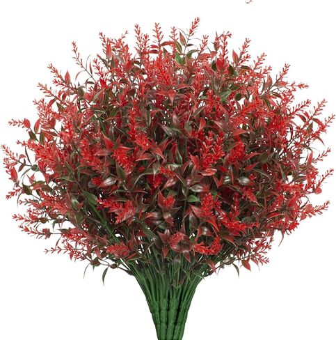 Artificial Lavender 15 Bundles Fake Outdoor Flowers UV Resistant No Fade Faux Plastic Plants Garden Porch Window Box Home Decoration(Autumn Orange) in Saudi Arabia