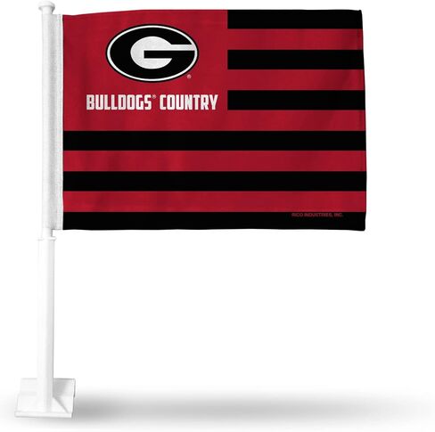 Rico Industries NCAA Georgia Bulldogs Country Double Sided Double Sided Car Flag - 16" x 19" - Strong Pole That Hooks Onto Car/Truck/Automobile in Saudi Arabia