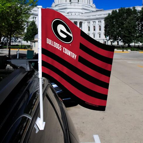 Rico Industries NCAA Georgia Bulldogs Country Double Sided Double Sided Car Flag - 16" x 19" - Strong Pole That Hooks Onto Car/Truck/Automobile in Saudi Arabia