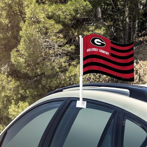 Rico Industries NCAA Georgia Bulldogs Country Double Sided Double Sided Car Flag - 16" x 19" - Strong Pole That Hooks Onto Car/Truck/Automobile in Saudi Arabia
