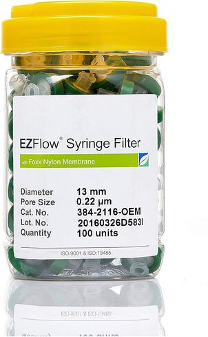 Foxx Life Sciences 384-2116-OEM Nylon EZFlow Syringe Filter Sample Prep, 13 mm Diameter.2 µm Pore Size (Pack of 100) in Saudi Arabia