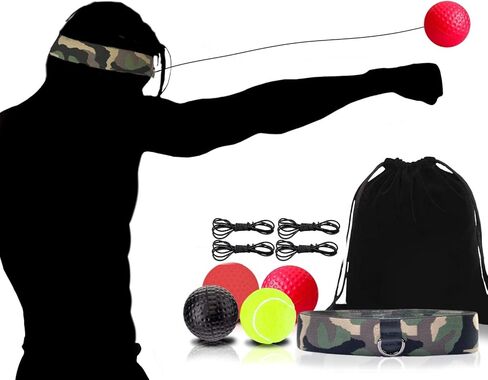Boxing Reflex Ball, 4 Difficulty Level Boxing Ball Set with Headband, Perfect for Training Speed Reaction, Accuracy, MMA & Krav Mega, Focus, Punching Speed, Fight Skill, Hand Eye Coordination in Saudi Arabia