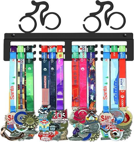 رف عرض حامل ميداليات ركوب الدراجات من جينوفيز، شماعة ميداليات لراكبي الدراجات، معدن فولاذي أسود قوي، ميداليات تثبت على الحائط in Kuwait