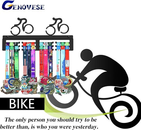 رف عرض حامل ميداليات ركوب الدراجات من جينوفيز، شماعة ميداليات لراكبي الدراجات، معدن فولاذي أسود قوي، ميداليات تثبت على الحائط in Kuwait