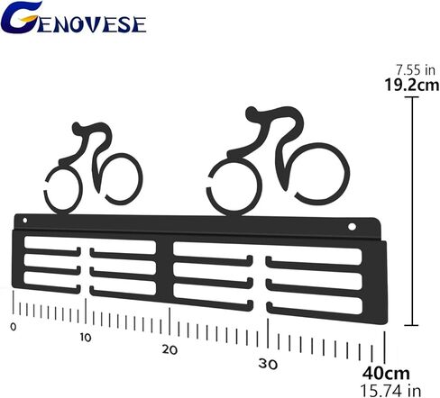 رف عرض حامل ميداليات ركوب الدراجات من جينوفيز، شماعة ميداليات لراكبي الدراجات، معدن فولاذي أسود قوي، ميداليات تثبت على الحائط in Kuwait