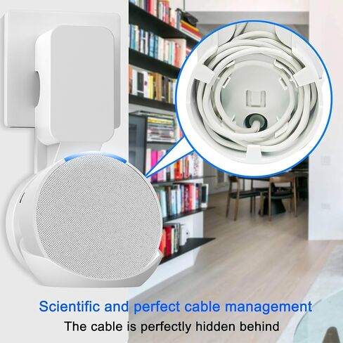 حامل تثبيت على الحائط متوافق مع حامل التثبيت على الحائط Ech0 P0p، Ech0 pop مع تخزين مخفي لإدارة الكابلات بدون براغي (أبيض) in Kuwait