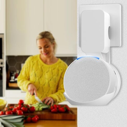 حامل تثبيت على الحائط متوافق مع حامل التثبيت على الحائط Ech0 P0p، Ech0 pop مع تخزين مخفي لإدارة الكابلات بدون براغي (أبيض) in Kuwait