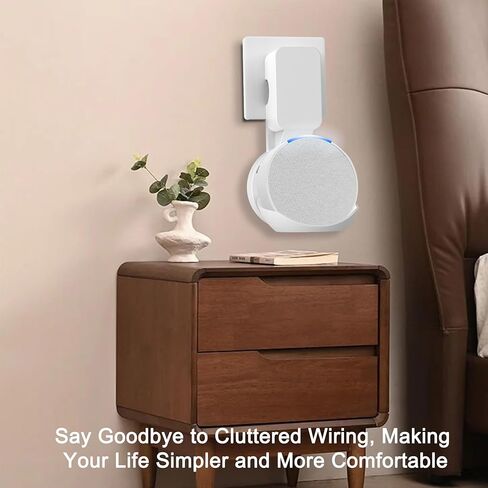 حامل تثبيت على الحائط متوافق مع حامل التثبيت على الحائط Ech0 P0p، Ech0 pop مع تخزين مخفي لإدارة الكابلات بدون براغي (أبيض) in Kuwait