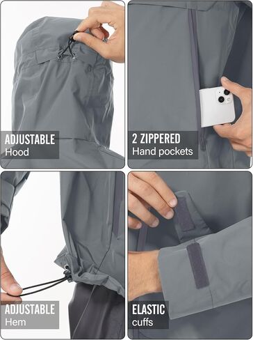 Men’s Pullover Rain Jacket with Hood Lightweight Waterproof Packable,for Golf Hiking traveling,cycling in Saudi Arabia
