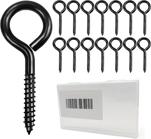15 PCS Stainless Screw Eyes, 2.56 Inch Screw Hooks Black Self-Tapping Heavy Duty Eye Bolt, 80 Lbs Capacity in Saudi Arabia