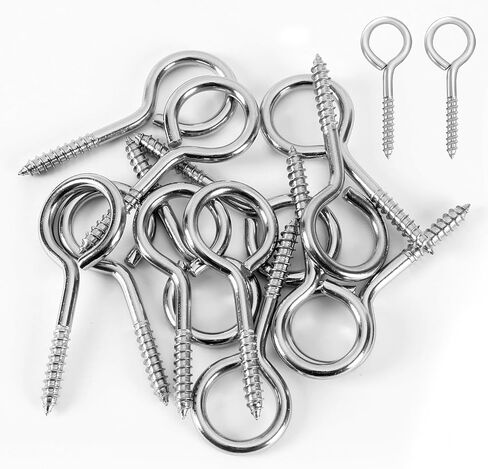 AUGSUN Eye Hooks, 12Pack 2.5 inches Heavy Duty 304 Stainless Steel Eye Screw,Screw Eyes Metal Screw Hooks Ring Screws Fasteners Hardware Tools in Saudi Arabia