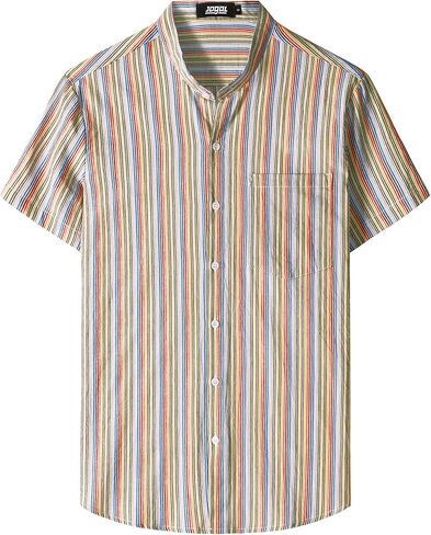 قميص رجالي من القطن Henley من JOGAL صيفي كاجوال بأكمام قصيرة للشاطئ هاواي in Kuwait