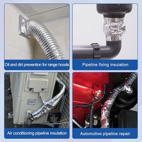 6 عبوات من شريط رقائق الألومنيوم، شريط درجة حرارة عالية إجمالي 2 × 300 قدم، شريط ختم HVAC، شريط لاصق معدني، شريط لاصق فضي لمجاري الهواء، فتحة المجفف، HVAC in Kuwait