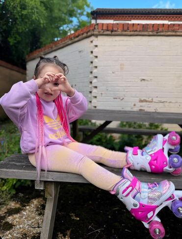 Nattork Kids Roller Skates for Girls Boys Kids, 4 Sizes Adjustable Quad Skates Butterfly and Flower with All Light up Wheels - Birthday Gift for Indoor Outdoor Sports in Saudi Arabia