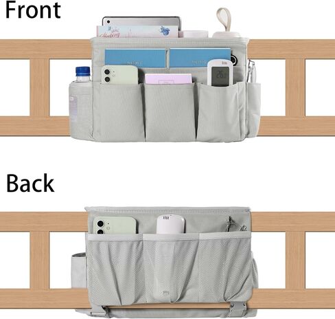 WOMACO Bedside Storage Organizer, Bunk Loft Bed Side Caddy with Adjustable Strap Buckles, College Dorm Bed Hanging Basket for Dorm, Bunk, Loft, Hospital Bed (Light Mica Gray, Medium) in Saudi Arabia