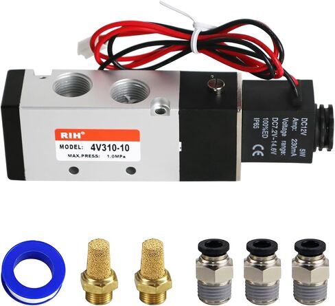 RIH Pneumatics Solenoid Valve 1/4"NPT DC12V Single Coil Pilot-Operated Electric 5Way2Position 4V210 WithJunctionBox (DC12V JunctionBox, 1/4‘’) in Saudi Arabia