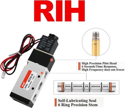 RIH Pneumatics Solenoid Valve 1/4"NPT DC12V Single Coil Pilot-Operated Electric 5Way2Position 4V210 WithJunctionBox (DC12V JunctionBox, 1/4‘’) in Saudi Arabia