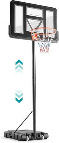 Sweetcrispy Portable Basketball Hoop Outdoor 4.2-10ft Adjustable Height for Kids/Youth/Adult, 44 Inch Shatterproof Backboard/Shock Absorbent Rim, Fillable Base, 2 Wheels for Backyard/Driveway in Saudi Arabia