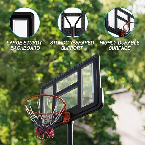 Sweetcrispy Portable Basketball Hoop Outdoor 4.2-10ft Adjustable Height for Kids/Youth/Adult, 44 Inch Shatterproof Backboard/Shock Absorbent Rim, Fillable Base, 2 Wheels for Backyard/Driveway in Saudi Arabia