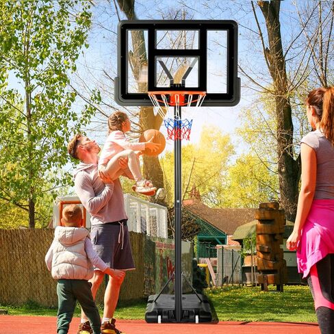 Sweetcrispy Portable Basketball Hoop Outdoor 4.2-10ft Adjustable Height for Kids/Youth/Adult, 44 Inch Shatterproof Backboard/Shock Absorbent Rim, Fillable Base, 2 Wheels for Backyard/Driveway in Saudi Arabia