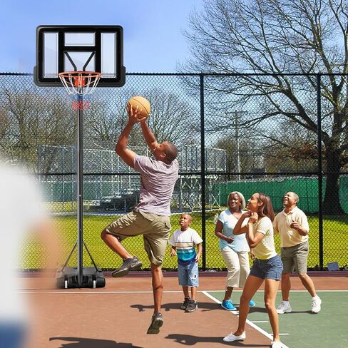 Sweetcrispy Portable Basketball Hoop Outdoor 4.2-10ft Adjustable Height for Kids/Youth/Adult, 44 Inch Shatterproof Backboard/Shock Absorbent Rim, Fillable Base, 2 Wheels for Backyard/Driveway in Saudi Arabia