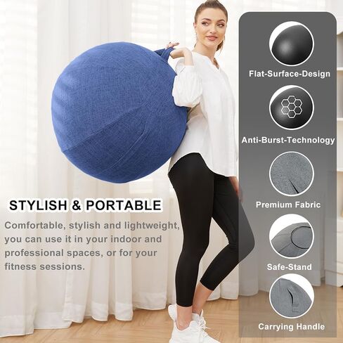 Exercise Ball Chair with Fabric Cover, Standard Size (25inches/65cm), for Home Offices, Balance Training, Yoga Ball in Kuwait