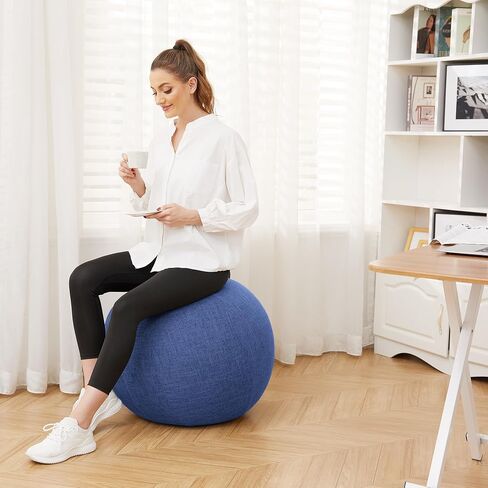 Exercise Ball Chair with Fabric Cover, Standard Size (25inches/65cm), for Home Offices, Balance Training, Yoga Ball in Kuwait