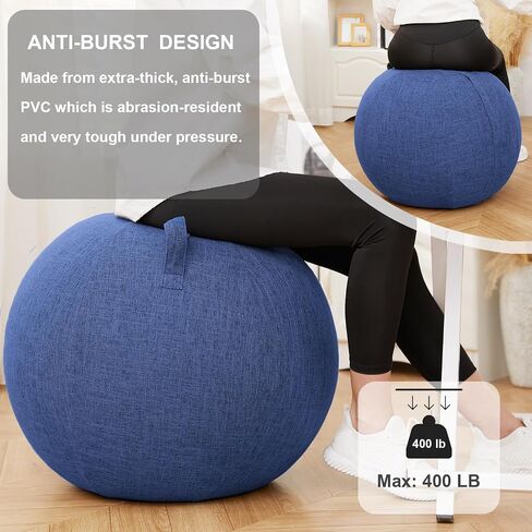 Exercise Ball Chair with Fabric Cover, Standard Size (25inches/65cm), for Home Offices, Balance Training, Yoga Ball in Kuwait