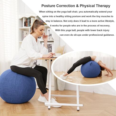 Exercise Ball Chair with Fabric Cover, Standard Size (25inches/65cm), for Home Offices, Balance Training, Yoga Ball in Kuwait