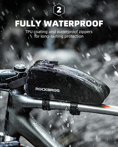 ROCKBROS حقيبة أنبوبية علوية مقاومة للماء بإطار دراجة مع حقيبة دراجة بسحاب مزدوج 1.6 لتر in Saudi Arabia