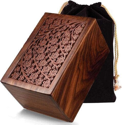 Cremation Urn for Human Ashes Adult Male Female - Wooden Urn Box and Casket for Men Women Child - Burial Urn for Adults with Velvet Bag (Rosewood) in Saudi Arabia