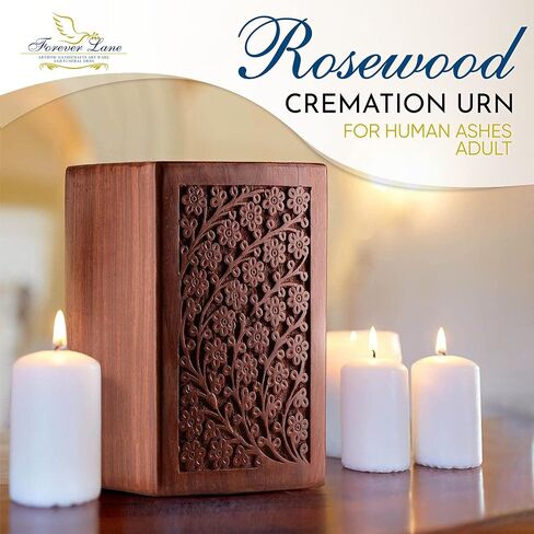 Cremation Urn for Human Ashes Adult Male Female - Wooden Urn Box and Casket for Men Women Child - Burial Urn for Adults with Velvet Bag (Rosewood) in Saudi Arabia