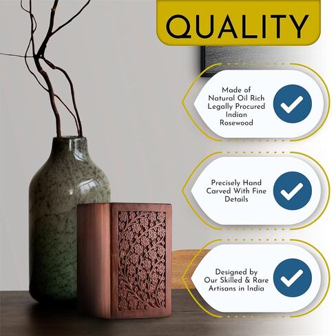 Cremation Urn for Human Ashes Adult Male Female - Wooden Urn Box and Casket for Men Women Child - Burial Urn for Adults with Velvet Bag (Rosewood) in Saudi Arabia