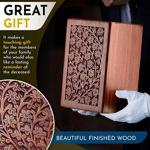 Cremation Urn for Human Ashes Adult Male Female - Wooden Urn Box and Casket for Men Women Child - Burial Urn for Adults with Velvet Bag (Rosewood) in Saudi Arabia