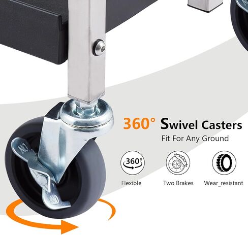 عربة أدوات قابلة للطي، عربة معدنية قابلة للطي من 3 طبقات مع عجلات دوارة 360 درجة قابلة للقفل، سعة تحميل 133 رطل لكل رف، عربة أدوات محمولة لمكتب المرآب في الهواء الطلق in Kuwait