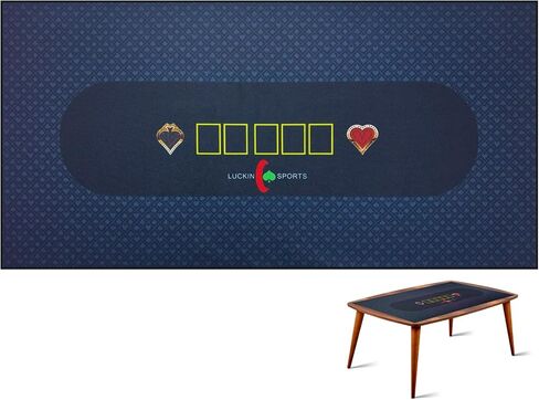 72X 36 Inches Texas Hold'em/Blackjack Professional Poker and Gambling Tablecloth, 100% Durable Fabric Felt, Dustproof and Waterproof, Washable and Ironable (Blue/KingOval) in Saudi Arabia