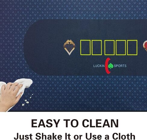 72X 36 Inches Texas Hold'em/Blackjack Professional Poker and Gambling Tablecloth, 100% Durable Fabric Felt, Dustproof and Waterproof, Washable and Ironable (Blue/KingOval) in Saudi Arabia
