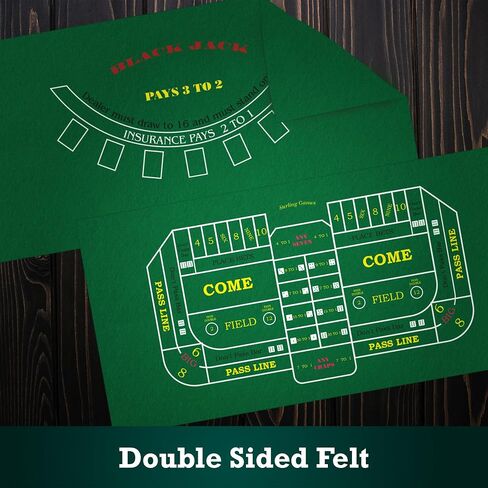 STERLING Games Poker Blackjack Craps Felt Layout, 72" x 36" Double Sided Mat for Casino Style Home Gaming Table Top Cover Cloth Mat in Saudi Arabia