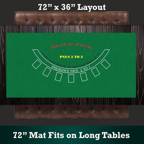 STERLING Games Poker Blackjack Craps Felt Layout, 72" x 36" Double Sided Mat for Casino Style Home Gaming Table Top Cover Cloth Mat in Saudi Arabia