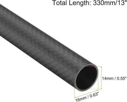 MECCANIXITY 1Pcs Carbon Fiber Tube 10 x 12 x 420mm Matte Surface Rod 3K Roll Wrapped Pure Carbon Round Tubing for RC Airplane Multicopter Quadcopter in Saudi Arabia