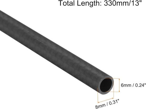 MECCANIXITY 1Pcs Carbon Fiber Tube 10 x 12 x 420mm Matte Surface Rod 3K Roll Wrapped Pure Carbon Round Tubing for RC Airplane Multicopter Quadcopter in Saudi Arabia