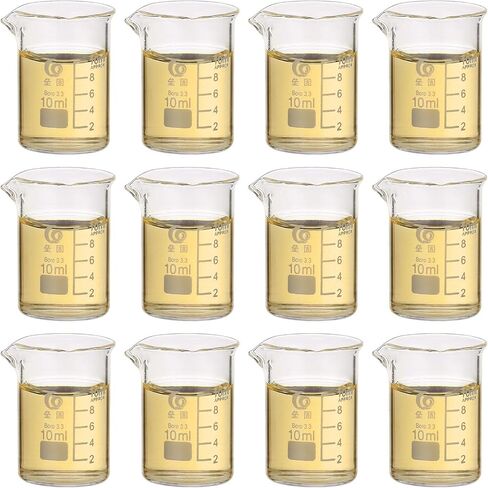 PATIKIL 25ml Low Form Glass Beaker, 12Pcs 3.3 Borosilicate Glass Beakers Graduated Measuring Cup with Spout for Lab Experiment, Cooking and Baking, Clear in Saudi Arabia