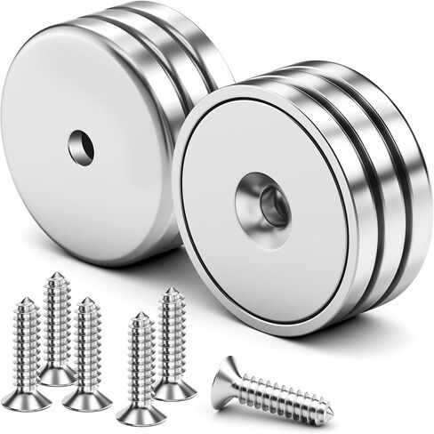 Strong Magnets with Holes, 10Pack 40LBS Neodymium Round Cup Magnets with Screws, Rare Earth Magnets for Wall Mounting, Disc Magnets Countersunk Hole for Kitchen Garage Holding Tools DIY Crafts in Saudi Arabia