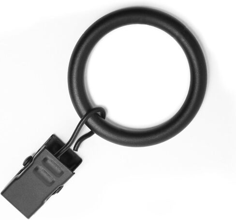 Chicology Clip Rings, Fits Rods 1 1/8-in. Diameter, Curtain & Drapery Hardware, Essential Black - Pack of 12 in Saudi Arabia